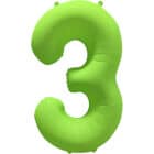 Folieballon cijfer 3 - neon groen - 86 cm