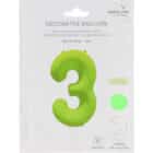 Folieballon cijfer 3 - neon groen - 86 cm