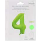 Folieballon cijfer 4 - neon groen - 86 cm