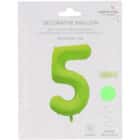Folieballon cijfer 5 - neon groen - 86 cm