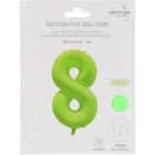 Folieballon cijfer 8 - neon groen - 86 cm