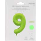 Folieballon cijfer 9 - neon groen - 86 cm