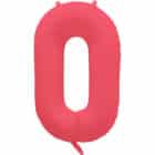 Folieballon cijfer 0 - neon rood - 86 cm
