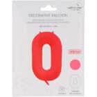 Folieballon cijfer 0 - neon rood - 86 cm