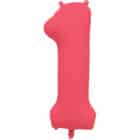 Folieballon cijfer 1 - neon rood - 86 cm