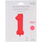 Folieballon cijfer 1 - neon rood - 86 cm