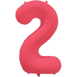 Folieballon cijfer 2 - neon rood - 86 cm