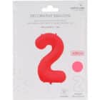 Folieballon cijfer 2 - neon rood - 86 cm