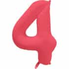 Folieballon cijfer 4 - neon rood - 86 cm