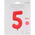 Folieballon cijfer 5 - neon rood - 86 cm