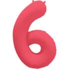 Folieballon cijfer 6 - neon rood - 86 cm