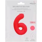 Folieballon cijfer 6 - neon rood - 86 cm