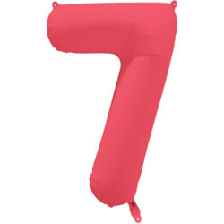Folieballon cijfer 7 - neon rood - 86 cm