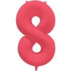 Folieballon cijfer 8 - neon rood - 86 cm