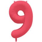 Folieballon cijfer 9 - neon rood - 86 cm
