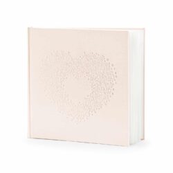 Licht roze gastenboek embossed hart - 20,5 x 20,5 cm