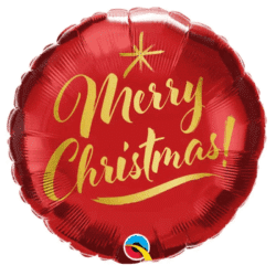 Folieballon "Merry Christmas" rood rond - 45 cm