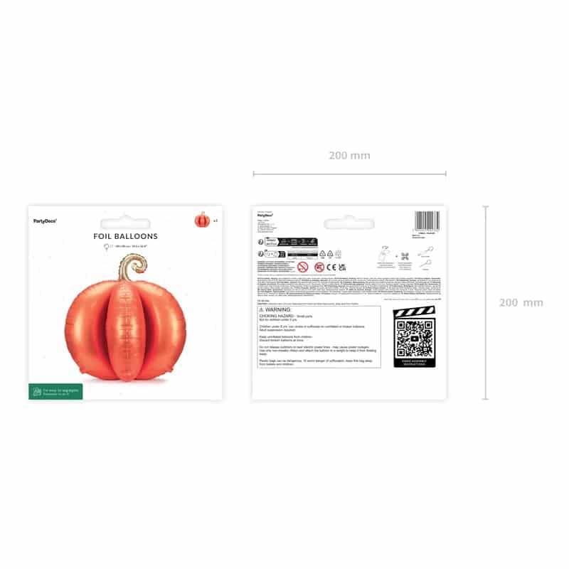 3D folieballon pompoen oranje staand - 90 x 90 cm waarschuwing 3D folieballon pompoen oranje staand - 90 x 90 cm waarschuwing