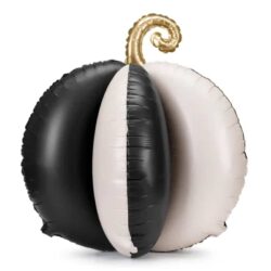 3D folieballon pompoen zwart-beige staand - 58 x 58 cm