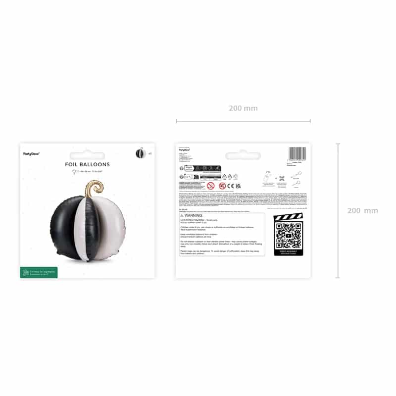 3D folieballon pompoen zwart-beige staand - 58 x 58 cm waarschuwing 3D folieballon pompoen zwart-beige staand - 58 x 58 cm waarschuwing