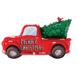 Folieballon rode kerstauto "Merry Christmas" - 104 cm