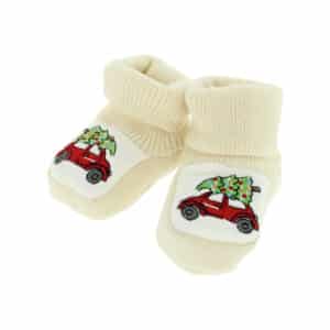 Slofjes 'Driving home for CHRISTMAS' beige - 1 paar - one size