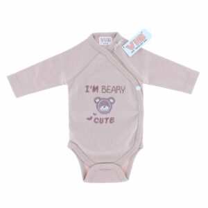 Overslag romper 'I'M BEARY CUTE' - rose smoke (0-3 m) - 1 stuks