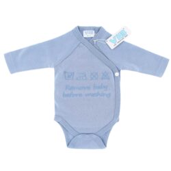 Overslag romper 'Remove baby before washing' dusty blue (0-3 m) - 1 stuks