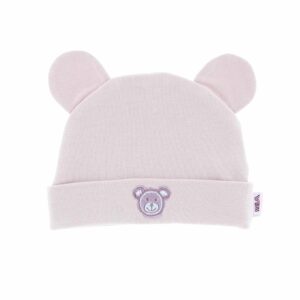 Muts met oortjes 'I'M BEARY CUTE' rose smoke (0-3 m) - 1 stuks