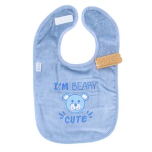 Slabber 'I'M BEARY CUTE' dusty blue - 1 stuks
