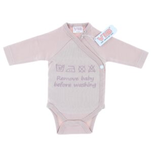 Overslag romper 'Remove baby before washing' - rose smoke (0-3 m) - 1 stuks