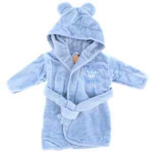 Badjas 'I'M BEARY CUTE' dusty blue - VIB - maat 62-68 - 1 stuks