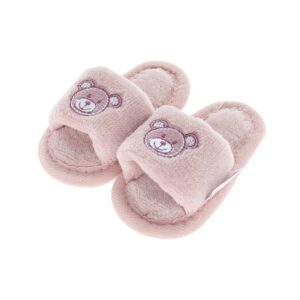 Baby slipper 'BEAR' rose smoke - 1 paar - one size