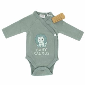 Overslag romper 'BABY SAURUS' mosgroen (0-3 m) - 1 stuks