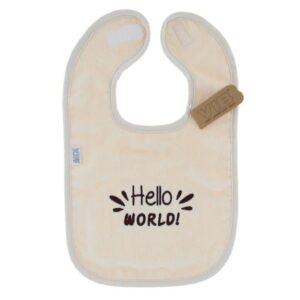 Slabber 'Hello WORLD!' beige - 1 stuks