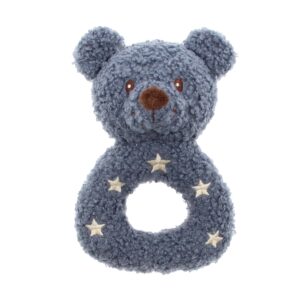 Pluche beer rammelaar dusty blue - 22 cm - 1 stuks