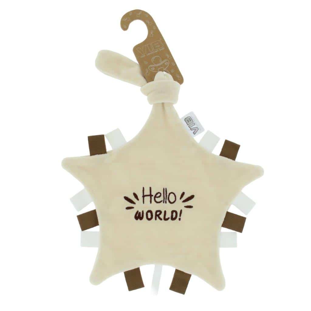 Speendoekje 'Hello WORLD!' beige - 1 stuks Speendoekje 'Hello WORLD!' beige - 1 stuks