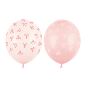 Latex ballonnen met strikjes - creme/ roze - 50 stuks Latex ballonnen met strikjes - creme/ roze - 50 stuks