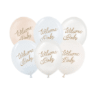 Latex ballonnen 'Welcome Baby' - mix pastelkleuren blauw/ wit - 6 stuks Latex ballonnen 'Welcome Baby' - mix pastelkleuren blauw/ wit - 6 stuks