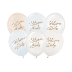 Latex ballonnen 'Welcome Baby' - mix pastelkleuren blauw/ wit - 6 stuks