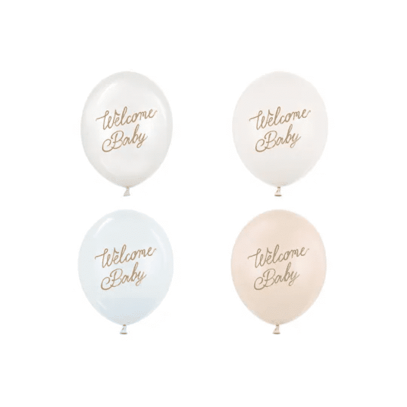 Latex ballonnen 'Welcome Baby' - mix pastelkleuren blauw/ wit - 50 stuks Latex ballonnen 'Welcome Baby' - mix pastelkleuren blauw/ wit - 50 stuks