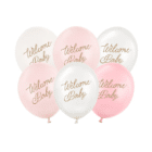 Latex ballonnen 'Welcome Baby' - mix pastelkleuren roze/ wit Latex ballonnen 'Welcome Baby' - mix pastelkleuren roze/ wit