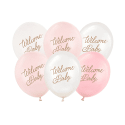 Latex ballonnen 'Welcome Baby' - mix pastelkleuren roze/ wit