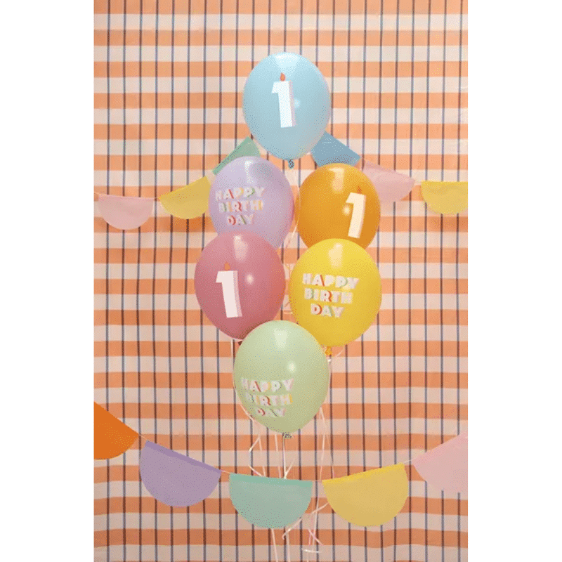 Latex ballonnen 'Happy Birthday - 1' - pastelkleuren - sfeerfoto Latex ballonnen 'Happy Birthday - 1' - pastelkleuren - sfeerfoto