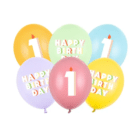 Latex ballonnen 'Happy Birthday - 1' - pastelkleuren Latex ballonnen 'Happy Birthday - 1' - pastelkleuren