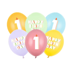 Latex ballonnen 'Happy Birthday - 1' - pastelkleuren