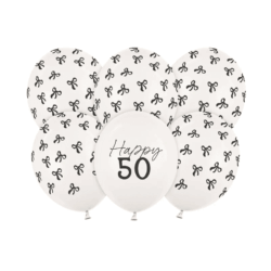 Latex ballonnen "50" of strikjes - pastel off white
