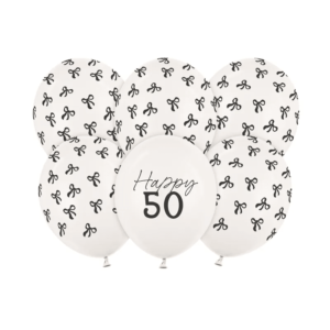 Latex ballonnen "50" of strikjes - pastel off white