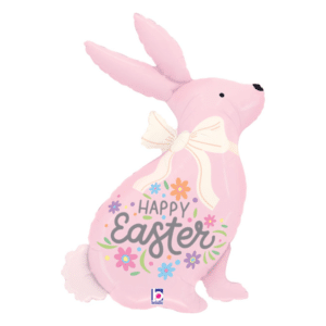 Folieballon Happy Easter - pastel pink bunny - 60 x 79 cm