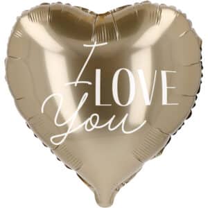 XXL hartvormige folieballon "I love you" - goud - 98 x 98 cm - 1 stuks